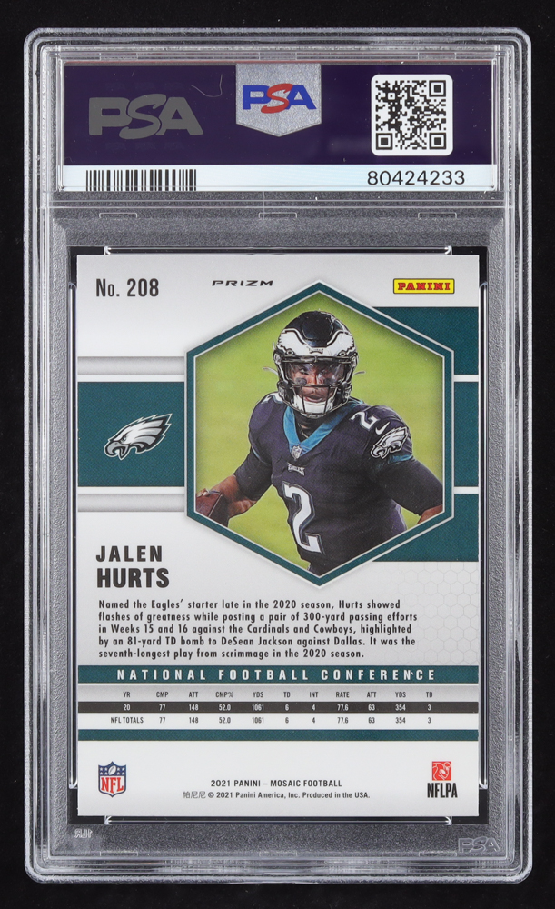 Jalen Hurts 2021 Panini Mosaic Mosaic Reactive Orange #208 NFC (PSA 10) at PristineAuction.com Jalen Hurts 2021 Panini Mosaic Mosaic Reactive Orange #208 NFC (PSA 10) at PristineAuction.com