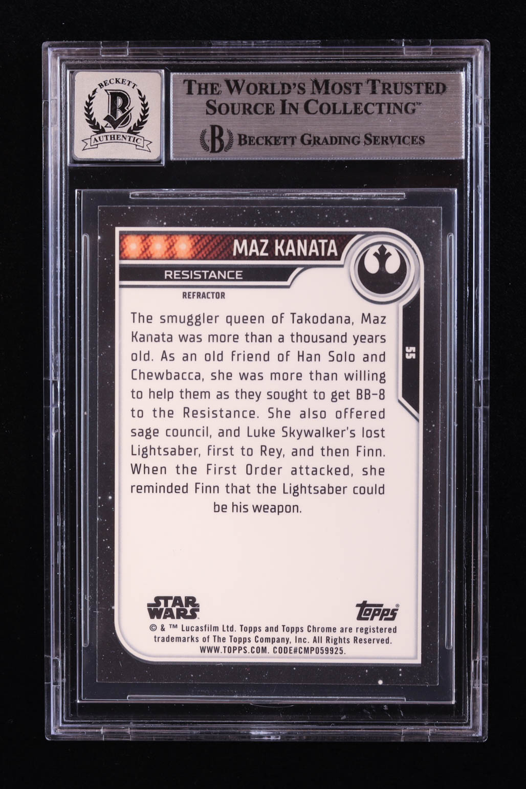 Lupita Nyong'o 2023 Topps Chrome Star Wars Refractors #55 Maz Kanata (BGS | Auto 10) at PristineAuction.com Lupita Nyong'o 2023 Topps Chrome Star Wars Refractors #55 Maz Kanata (BGS | Auto 10) at PristineAuction.com