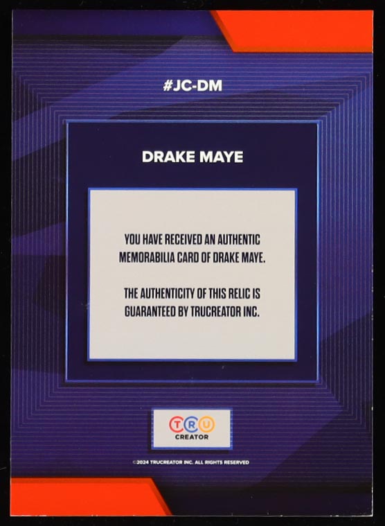 Drake Maye 2024 TruSport Jumbo Trucreator Card #10 #JC-DM Rookie Card at PristineAuction.com Drake Maye 2024 TruSport Jumbo Trucreator Card #10 #JC-DM Rookie Card at PristineAuction.com