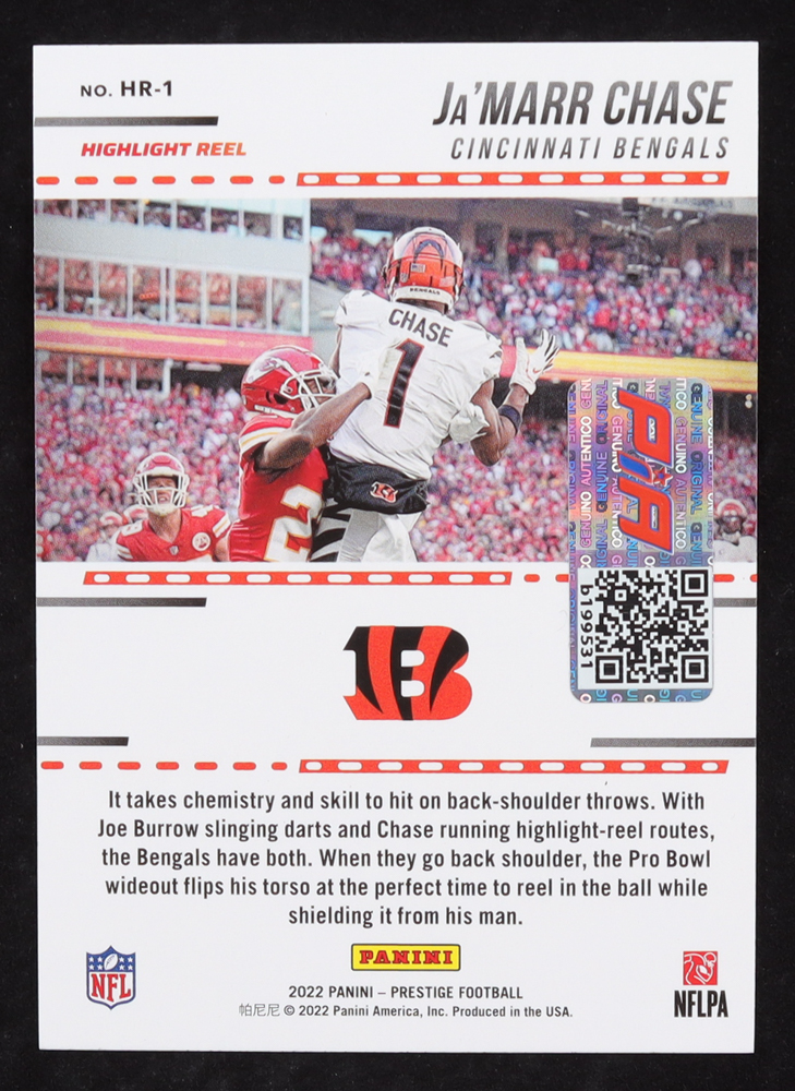 Ja'Marr Chase Signed 2022 Prestige Highlight Reel #1 (PIA) at PristineAuction.com Ja'Marr Chase Signed 2022 Prestige Highlight Reel #1 (PIA) at PristineAuction.com