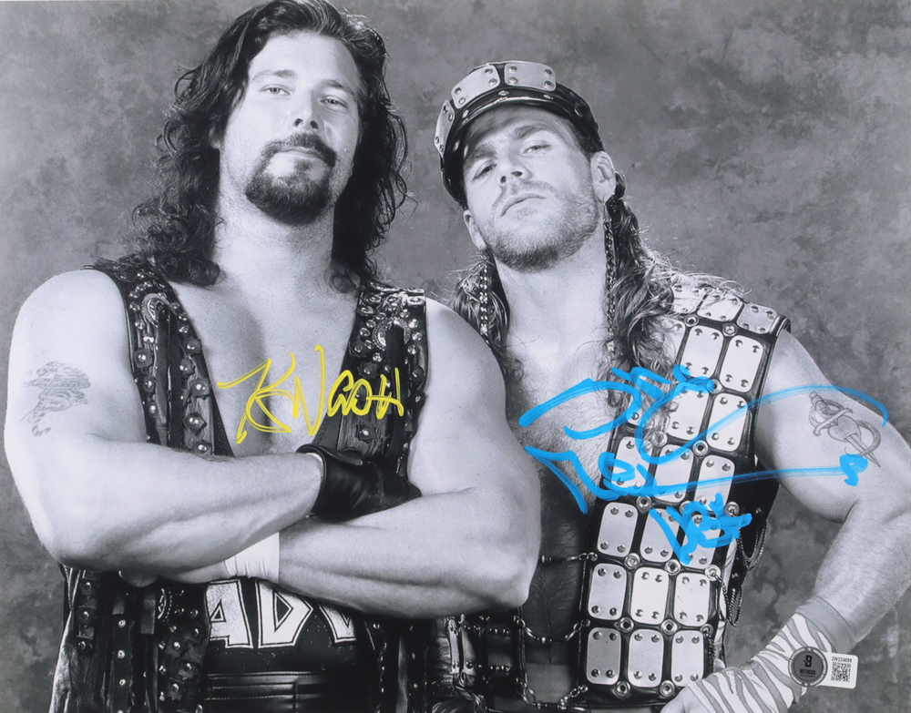 Shawn Michaels & Kevin Nash Signed WWE 11x14 Photo Inscribed "HBK" (Beckett) at PristineAuction.com Shawn Michaels & Kevin Nash Signed WWE 11x14 Photo Inscribed "HBK" (Beckett) at PristineAuction.com