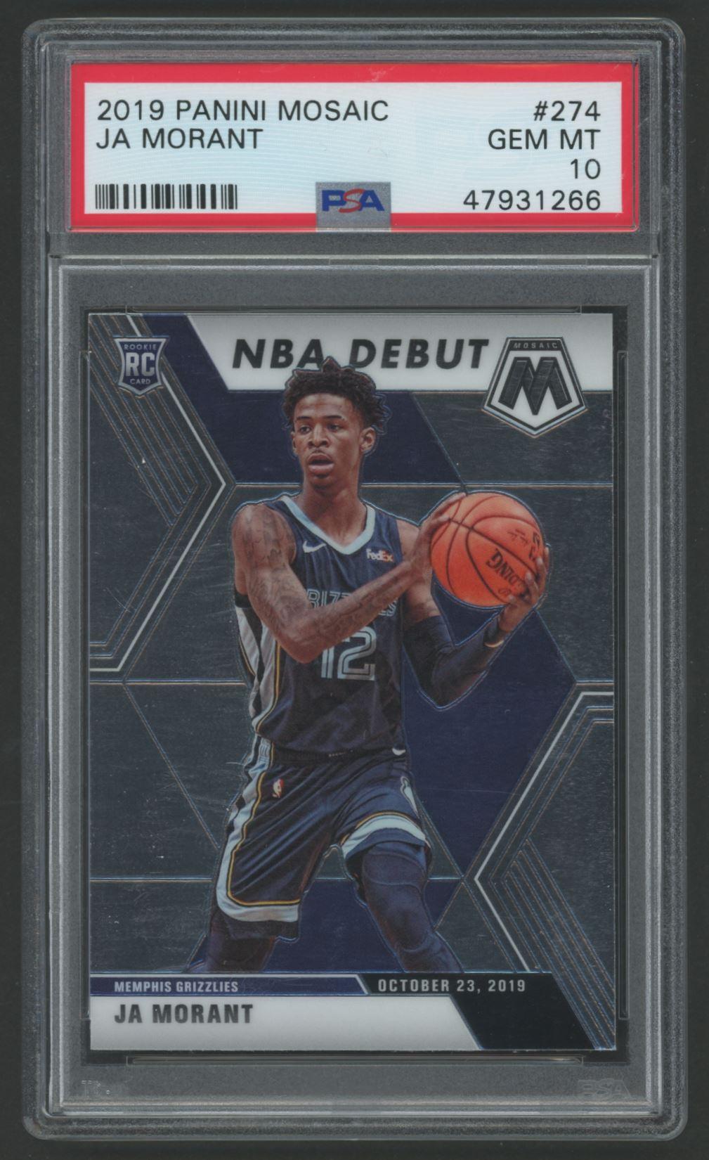 Ja Morant 2019-20 Panini Mosaic #274 RC (PSA 10) at PristineAuction.com Ja Morant 2019-20 Panini Mosaic #274 RC (PSA 10) at PristineAuction.com