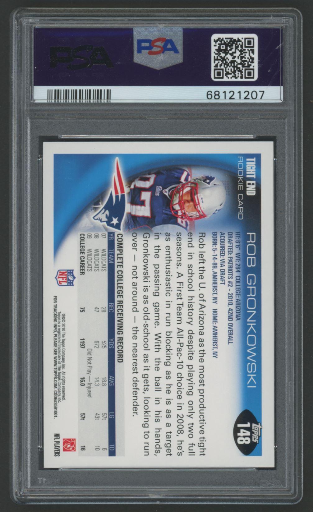 Rob Gronkowski 2010 Topps #148 (PSA 9) at PristineAuction.com Rob Gronkowski 2010 Topps #148 (PSA 9) at PristineAuction.com