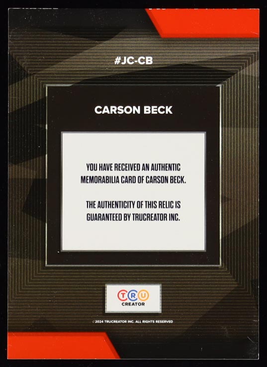 Carson Beck 2024 TruSport Jumbo Trucreator Card #08 #JC-CB Rookie Card at PristineAuction.com Carson Beck 2024 TruSport Jumbo Trucreator Card #08 #JC-CB Rookie Card at PristineAuction.com