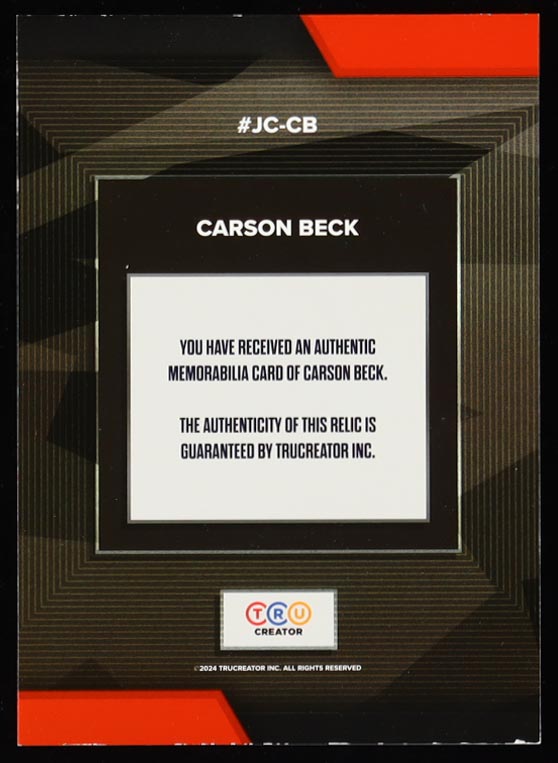 Carson Beck 2024 TruSport Jumbo Trucreator Card #08 #JC-CB Rookie Card at PristineAuction.com Carson Beck 2024 TruSport Jumbo Trucreator Card #08 #JC-CB Rookie Card at PristineAuction.com