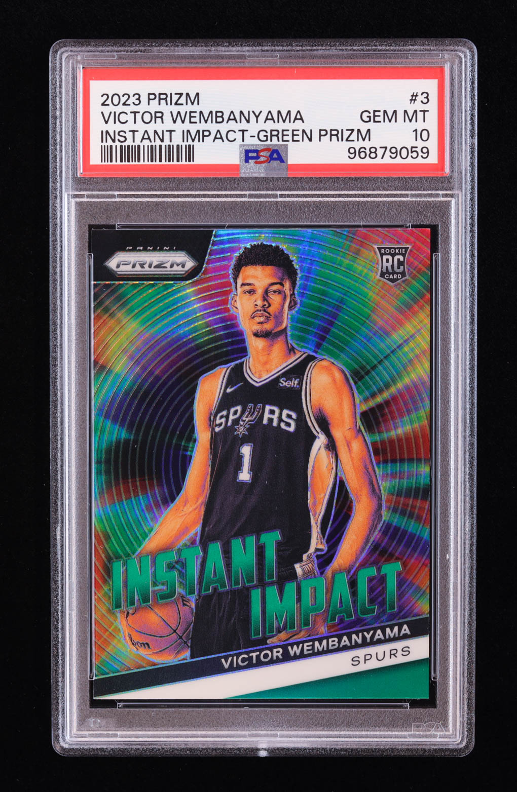 Victor Wembanyama 2023-24 Panini Prizm Instant Impact Prizms Green #3 RC (PSA 10) at PristineAuction.com Victor Wembanyama 2023-24 Panini Prizm Instant Impact Prizms Green #3 RC (PSA 10) at PristineAuction.com