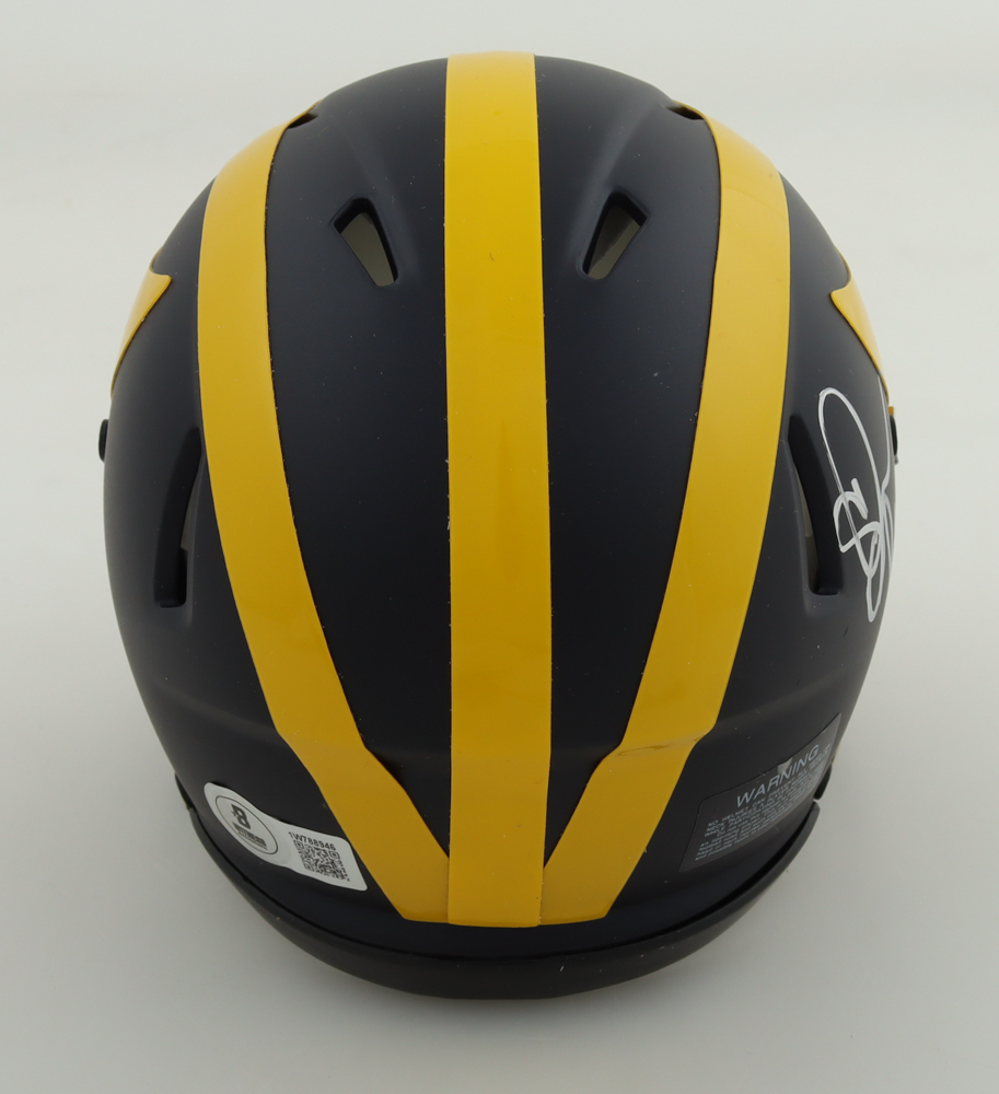 Sherrone Moore Signed Michigan Wolverines Speed Mini Helmet (Beckett) at PristineAuction.com Sherrone Moore Signed Michigan Wolverines Speed Mini Helmet (Beckett) at PristineAuction.com