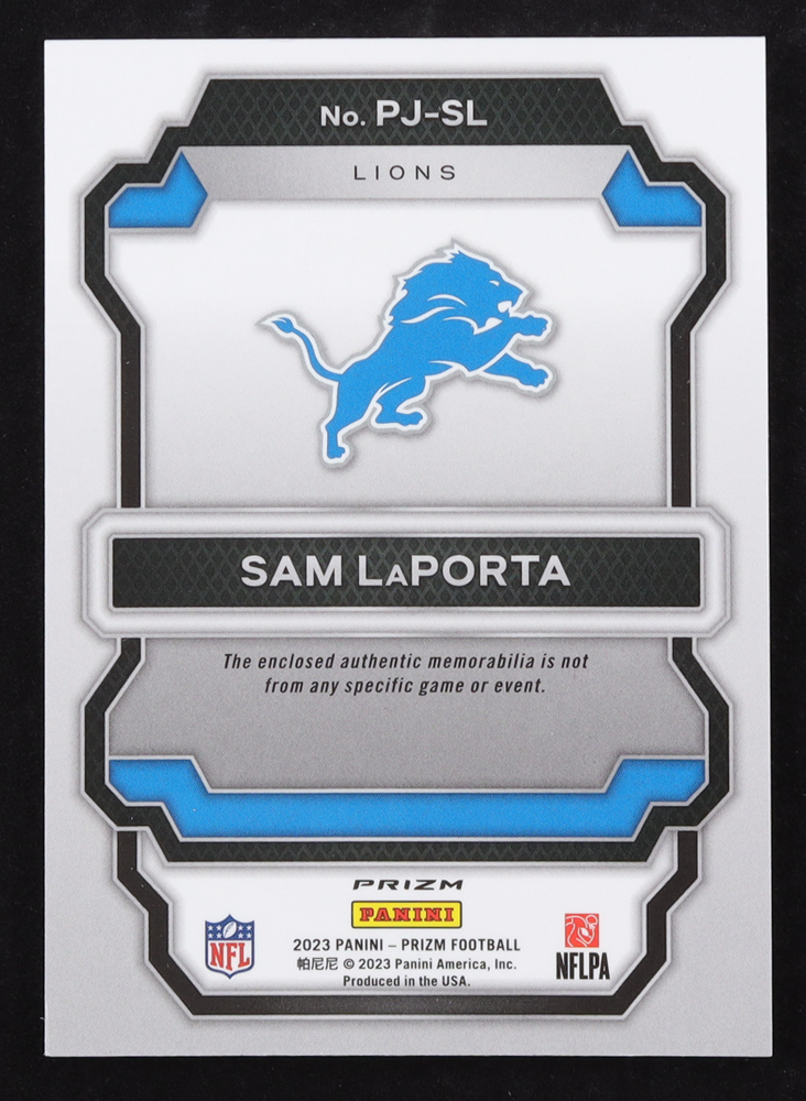 Sam LaPorta 2023 Panini Prizm Premier Jerseys Pink #21 RC at PristineAuction.com Sam LaPorta 2023 Panini Prizm Premier Jerseys Pink #21 RC at PristineAuction.com