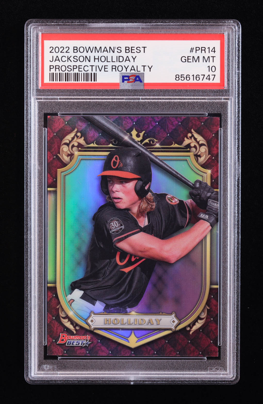 Jackson Holliday 2022 Bowman's Best Prospective Royalty #PR14 RC (PSA 10) at PristineAuction.com Jackson Holliday 2022 Bowman's Best Prospective Royalty #PR14 RC (PSA 10) at PristineAuction.com