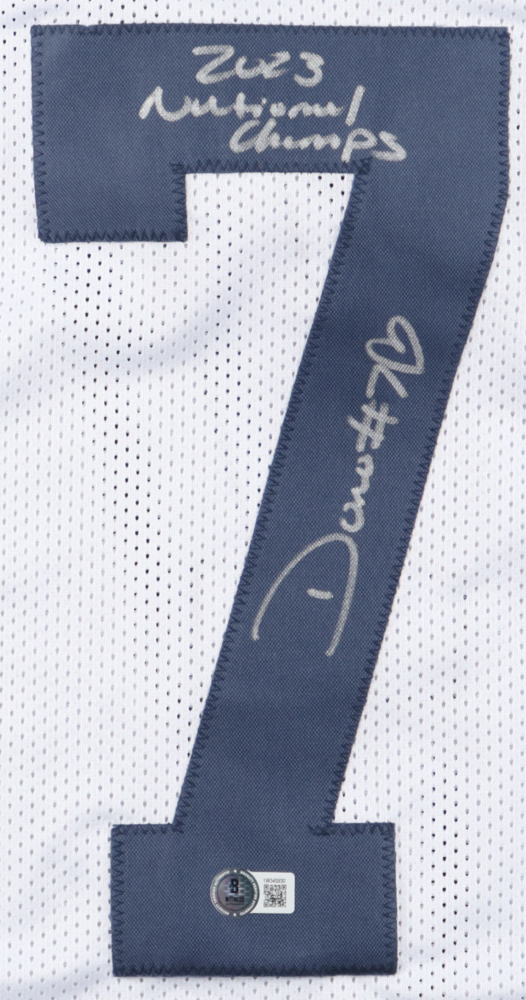 Donovan Edwards Signed Jersey Inscribed "2023 National Champs" (Beckett) at PristineAuction.com Donovan Edwards Signed Jersey Inscribed "2023 National Champs" (Beckett) at PristineAuction.com
