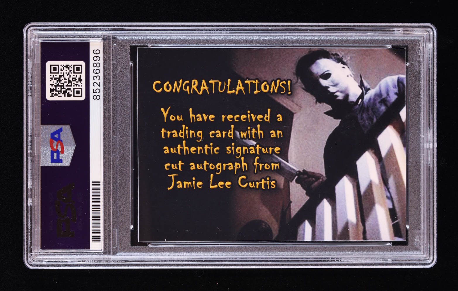 Jamie Lee Curtis "Halloween" Custom Signature Cut Autograph Trading Card (PSA) at PristineAuction.com Jamie Lee Curtis "Halloween" Custom Signature Cut Autograph Trading Card (PSA) at PristineAuction.com
