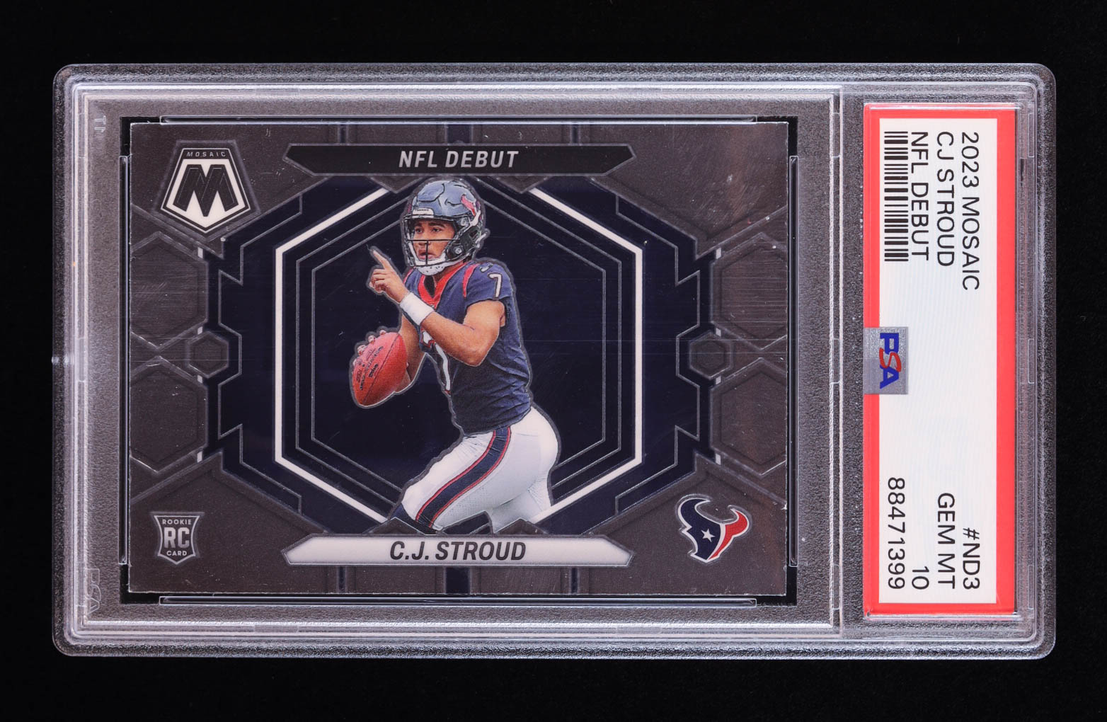 CJ Stroud 2023 Panini Mosaic NFL Debut #3 RC (PSA 10) at PristineAuction.com CJ Stroud 2023 Panini Mosaic NFL Debut #3 RC (PSA 10) at PristineAuction.com