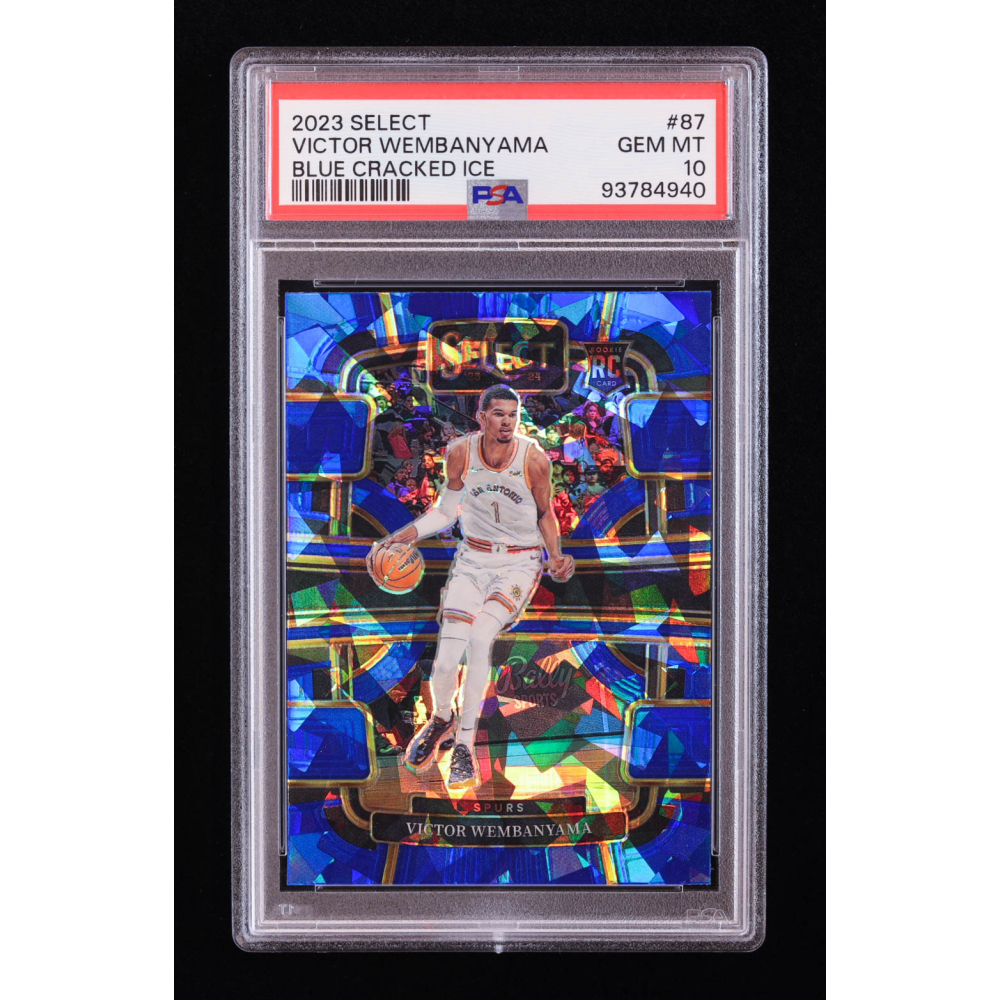 Victor Wembanyama 2023-24 Select Prizms Blue Cracked Ice #87 RC (PSA 10 ...