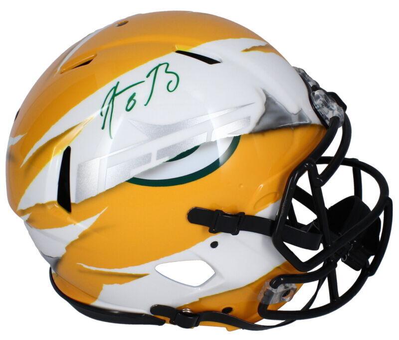 Aaron Rodger Signed Packers / Jets Full-Size Authentic On-Field ECC Ripped Speed Helmet (Fanatics) at PristineAuction.com Aaron Rodger Signed Packers / Jets Full-Size Authentic On-Field ECC Ripped Speed Helmet (Fanatics) at PristineAuction.com