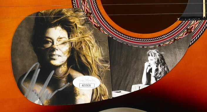 Shania Twain Guitar with Signed Custom Insert Pickguard (JSA) at PristineAuction.com Shania Twain Guitar with Signed Custom Insert Pickguard (JSA) at PristineAuction.com