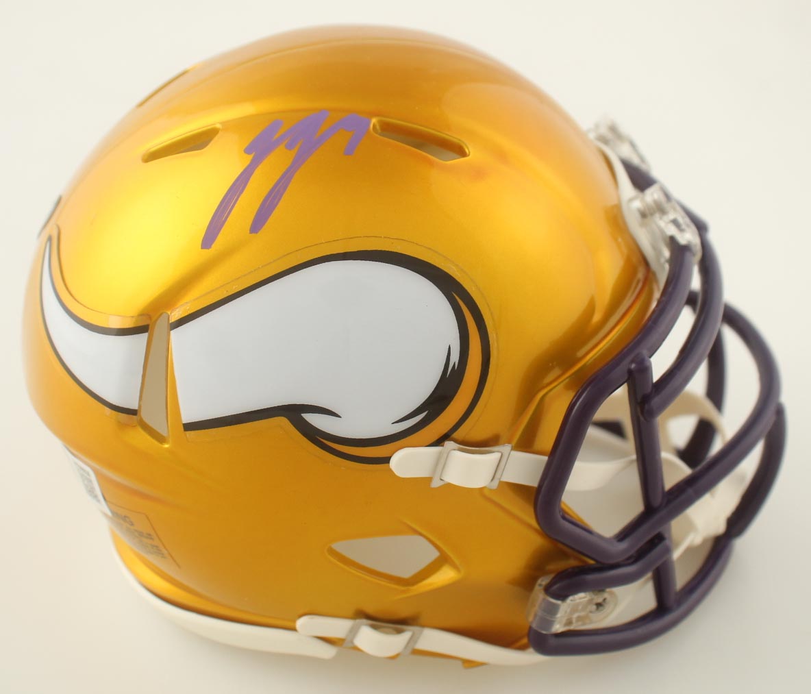 J.J. McCarthy Signed Vikings Flash Alternate Speed Mini Helmet (Beckett) at PristineAuction.com J.J. McCarthy Signed Vikings Flash Alternate Speed Mini Helmet (Beckett) at PristineAuction.com