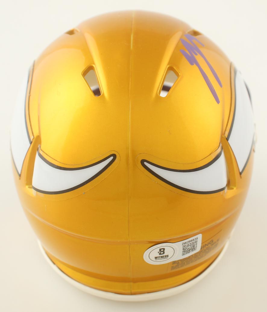 J.J. McCarthy Signed Vikings Flash Alternate Speed Mini Helmet (Beckett) at PristineAuction.com J.J. McCarthy Signed Vikings Flash Alternate Speed Mini Helmet (Beckett) at PristineAuction.com