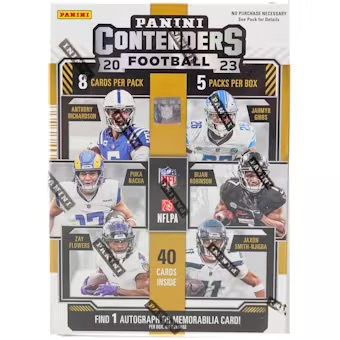 2023 Panini Contenders Football Blaster Box with (5) Packs at PristineAuction.com 2023 Panini Contenders Football Blaster Box with (5) Packs at PristineAuction.com