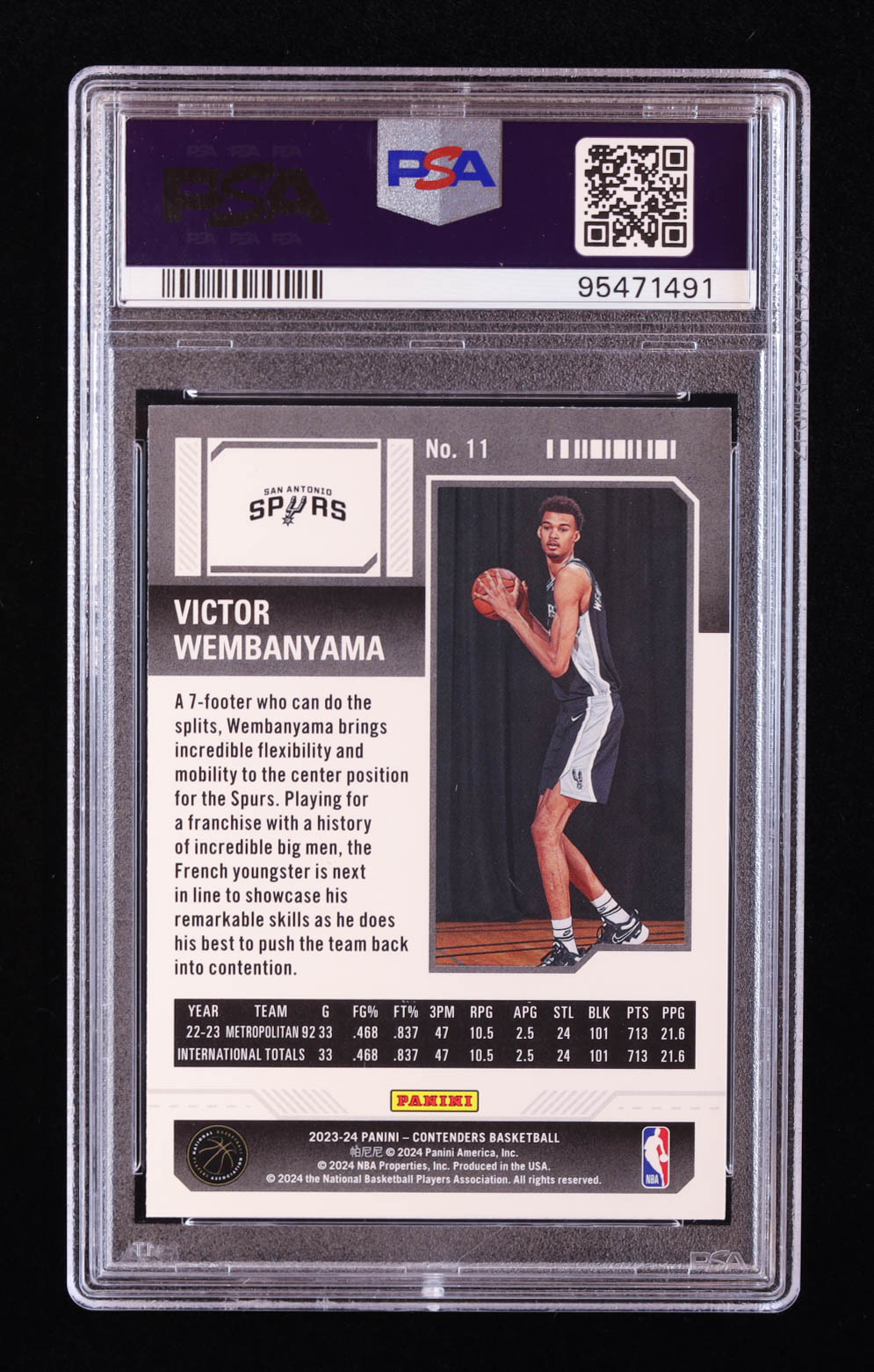 Victor Wembanyama 2023-24 Panini Contenders #11 RC (PSA 10) at PristineAuction.com Victor Wembanyama 2023-24 Panini Contenders #11 RC (PSA 10) at PristineAuction.com