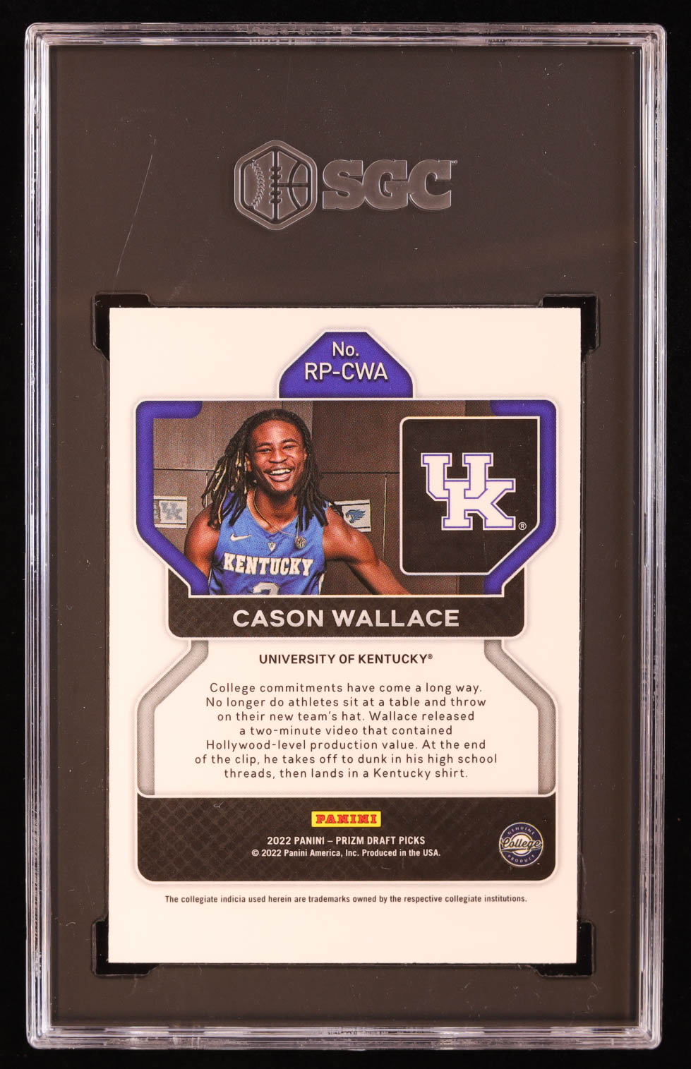Cason Wallace 2022-23 Panini Prizm Draft Picks Rated Prospect #11 RC (SGC 9) at PristineAuction.com Cason Wallace 2022-23 Panini Prizm Draft Picks Rated Prospect #11 RC (SGC 9) at PristineAuction.com