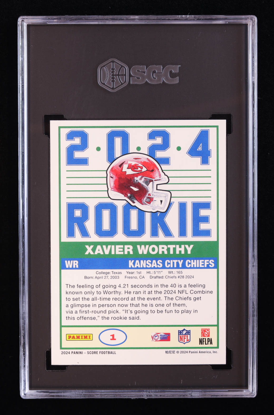 Xavier Worthy 2024 Score 35th Anniversary Rookie #1 RC (SGC 9) at PristineAuction.com Xavier Worthy 2024 Score 35th Anniversary Rookie #1 RC (SGC 9) at PristineAuction.com