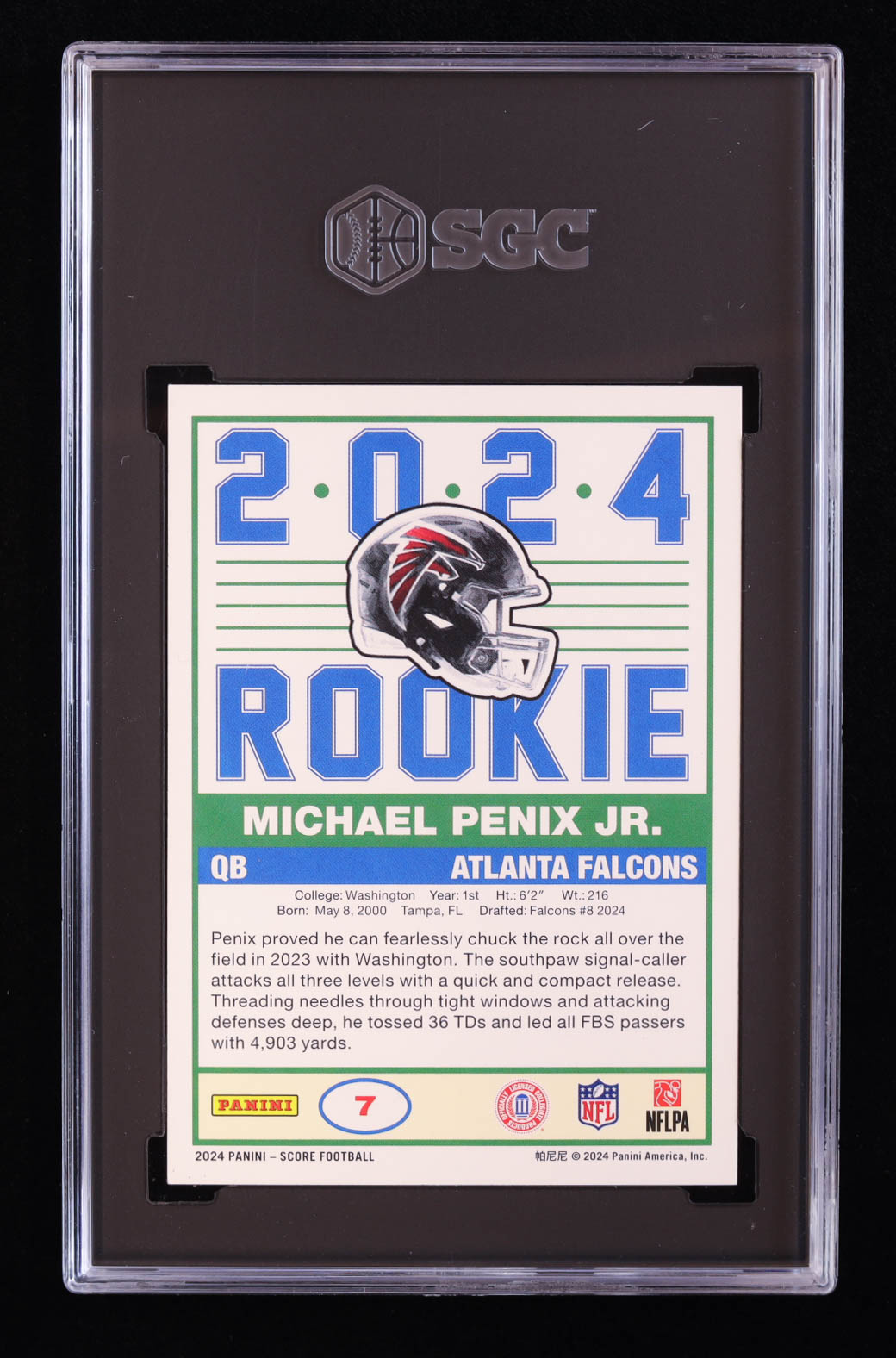 Michael Penix Jr. 2024 Score 35th Anniversary Rookie #7 RC (SGC 10) at PristineAuction.com Michael Penix Jr. 2024 Score 35th Anniversary Rookie #7 RC (SGC 10) at PristineAuction.com