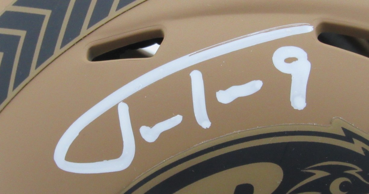 Justin Tucker Signed Ravens Salute To Service Alternate Speed Mini Helmet (JSA) at PristineAuction.com Justin Tucker Signed Ravens Salute To Service Alternate Speed Mini Helmet (JSA) at PristineAuction.com