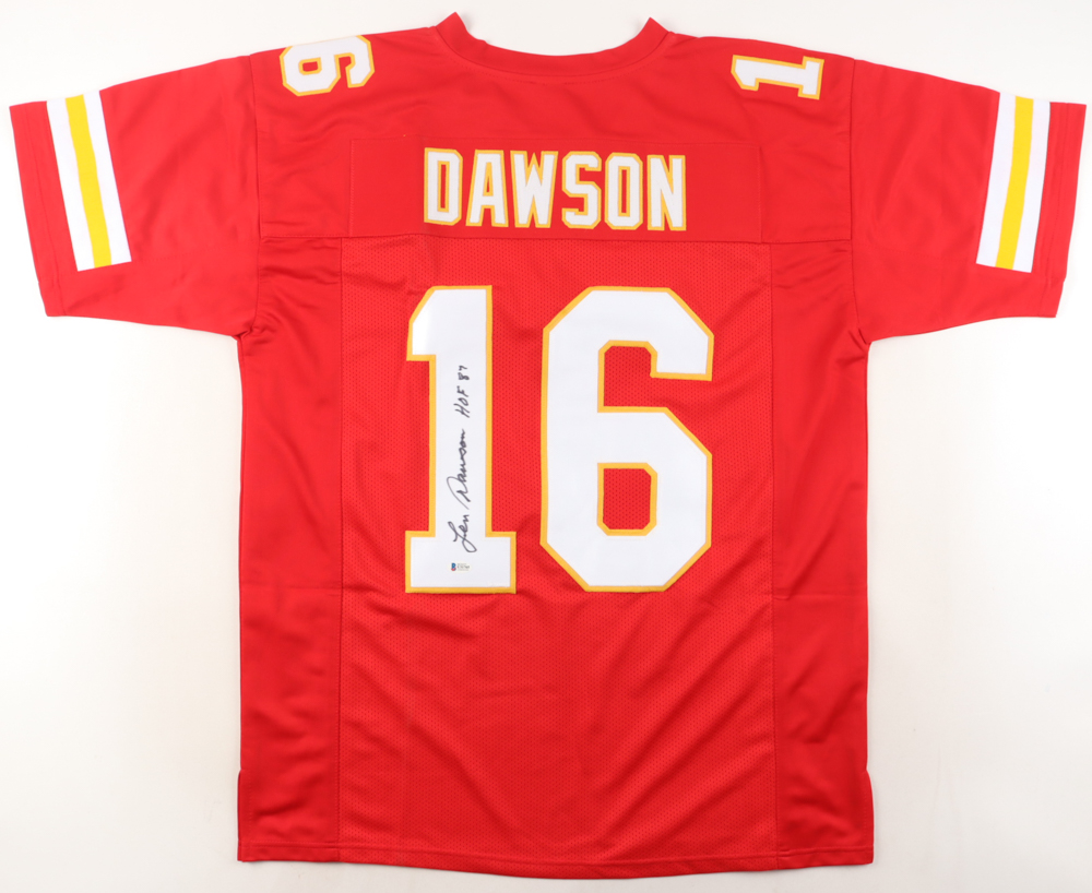 Len Dawson Signed Jersey Inscribed "HOF 87" (Beckett) at PristineAuction.com Len Dawson Signed Jersey Inscribed "HOF 87" (Beckett) at PristineAuction.com