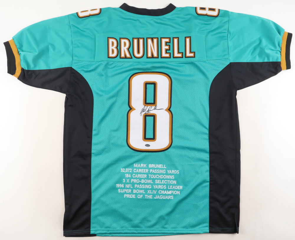 Mark Brunell Signed Career Highlight Stat Jersey (Schwartz) at PristineAuction.com Mark Brunell Signed Career Highlight Stat Jersey (Schwartz) at PristineAuction.com