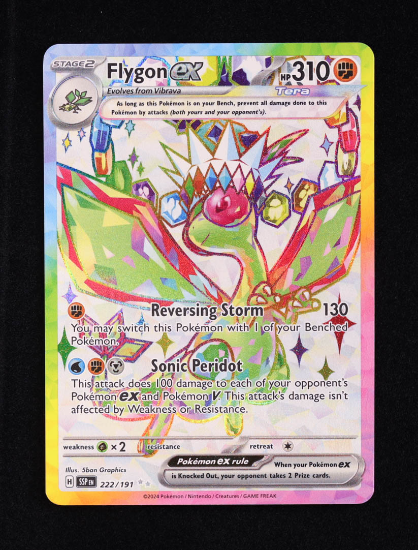Flygon ex 2024 Pokemon Scarlet and Violet Surging Sparks #222 at PristineAuction.com Flygon ex 2024 Pokemon Scarlet and Violet Surging Sparks #222 at PristineAuction.com