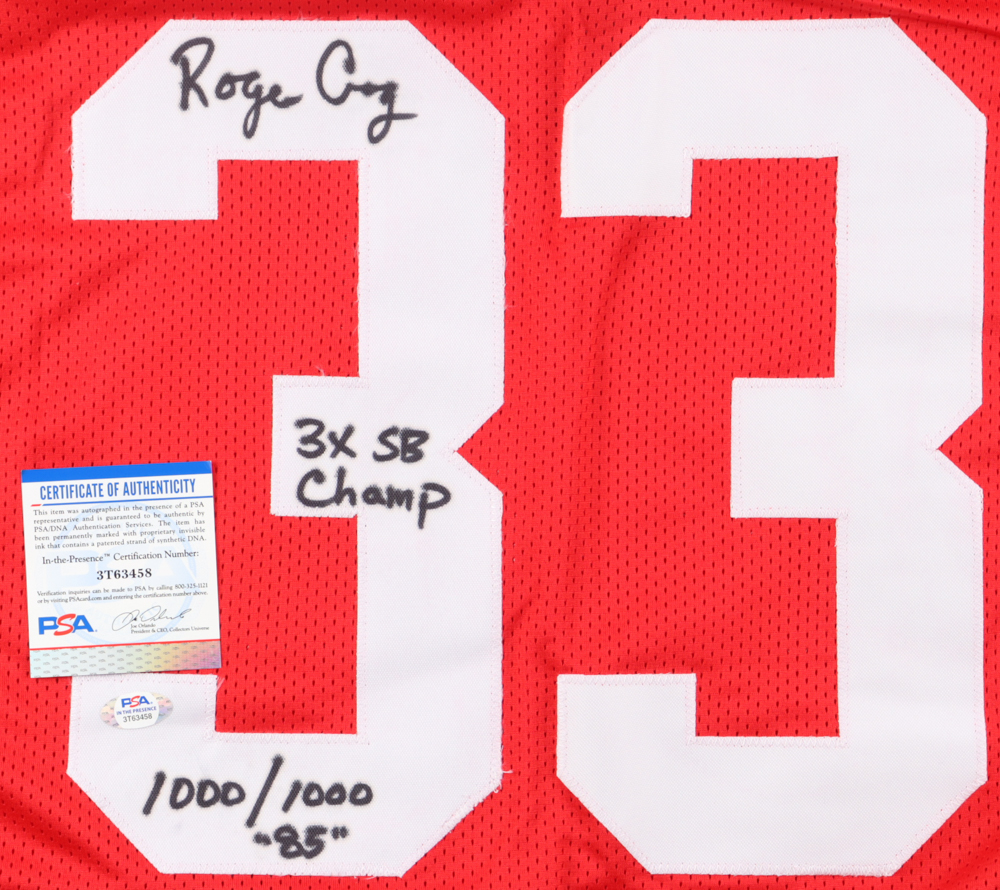 Roger Craig Signed Jersey Inscribed "3x SB Champ" & "1000/1000 85" (PSA) at PristineAuction.com Roger Craig Signed Jersey Inscribed "3x SB Champ" & "1000/1000 85" (PSA) at PristineAuction.com