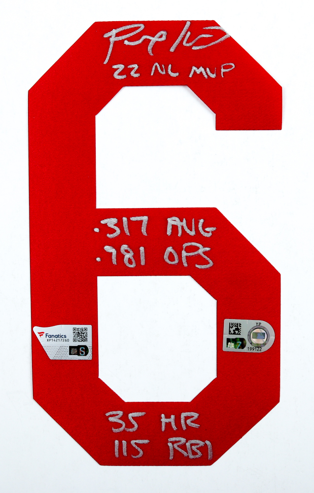 Paul Goldschmidt Signed #6 Jersey Number with Multiple Career Stat Inscriptions (Fanatics) at PristineAuction.com Paul Goldschmidt Signed #6 Jersey Number with Multiple Career Stat Inscriptions (Fanatics) at PristineAuction.com