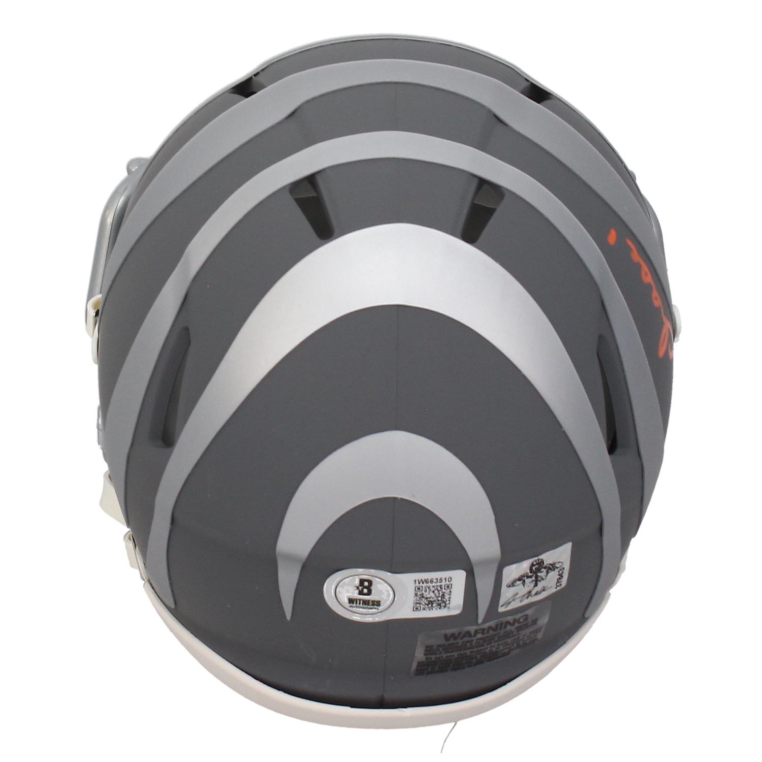 Ja'Marr Chase Signed Bengals Slate Alternate Speed Mini Helmet with Custom Visor (Beckett) at PristineAuction.com Ja'Marr Chase Signed Bengals Slate Alternate Speed Mini Helmet with Custom Visor (Beckett) at PristineAuction.com