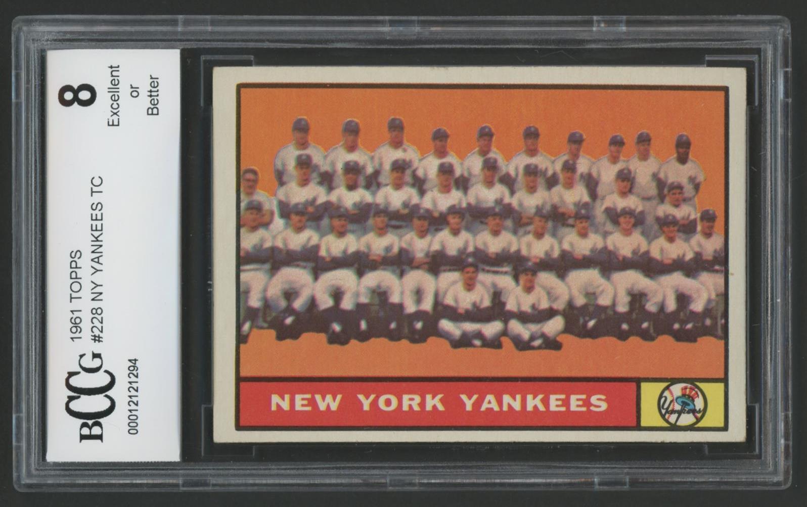 New York Yankees 1961 Topps #228 Team Card (BCCG 8) at PristineAuction.com New York Yankees 1961 Topps #228 Team Card (BCCG 8) at PristineAuction.com
