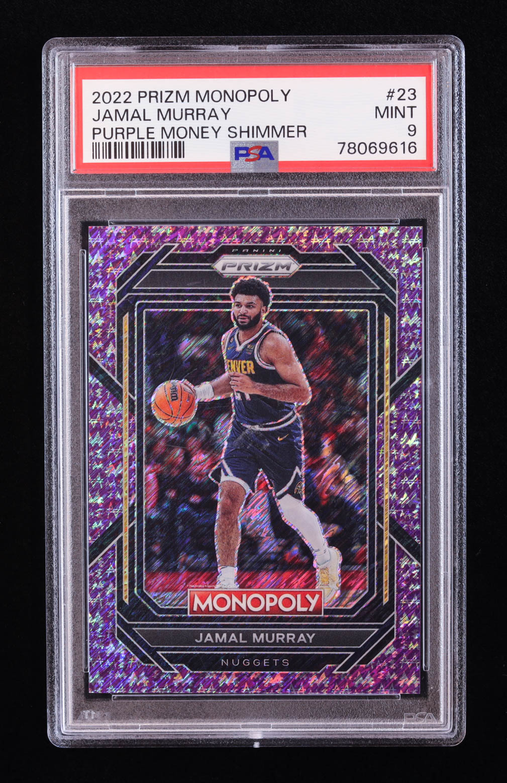 Jamal Murray 2022-23 Panini Prizm Monopoly Purple Money Shimmer #23 #40/50 (PSA 9) at PristineAuction.com Jamal Murray 2022-23 Panini Prizm Monopoly Purple Money Shimmer #23 #40/50 (PSA 9) at PristineAuction.com