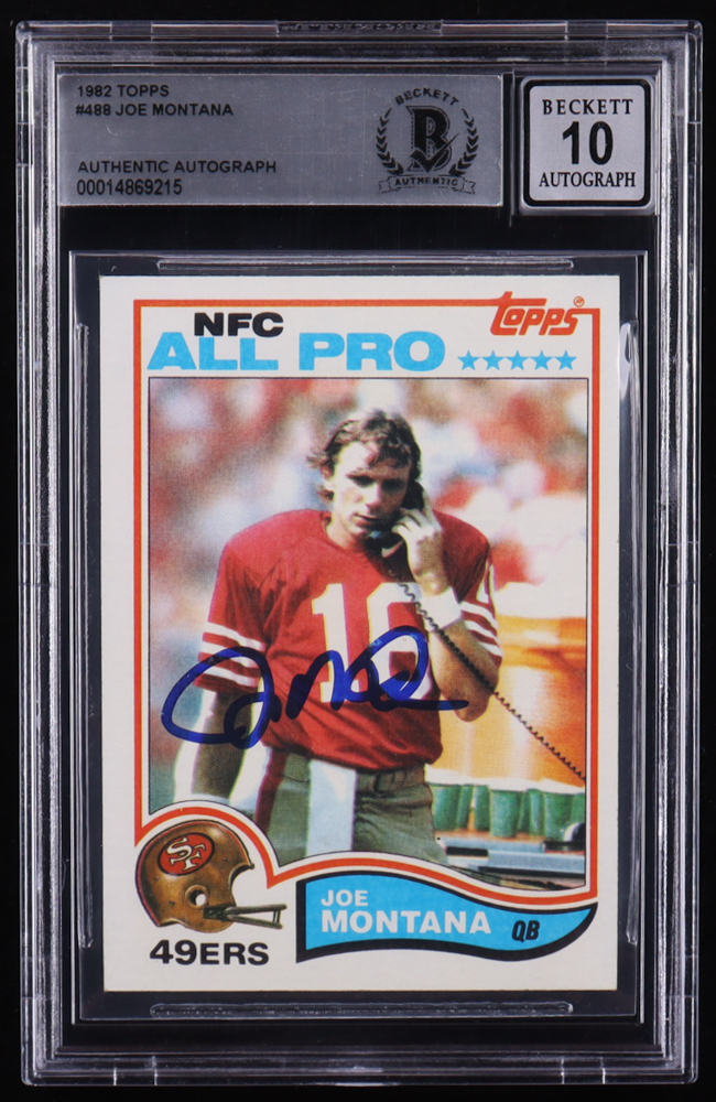 Joe Montana Signed 1982 Topps #488 (BGS | Auto 10) at PristineAuction.com Joe Montana Signed 1982 Topps #488 (BGS | Auto 10) at PristineAuction.com