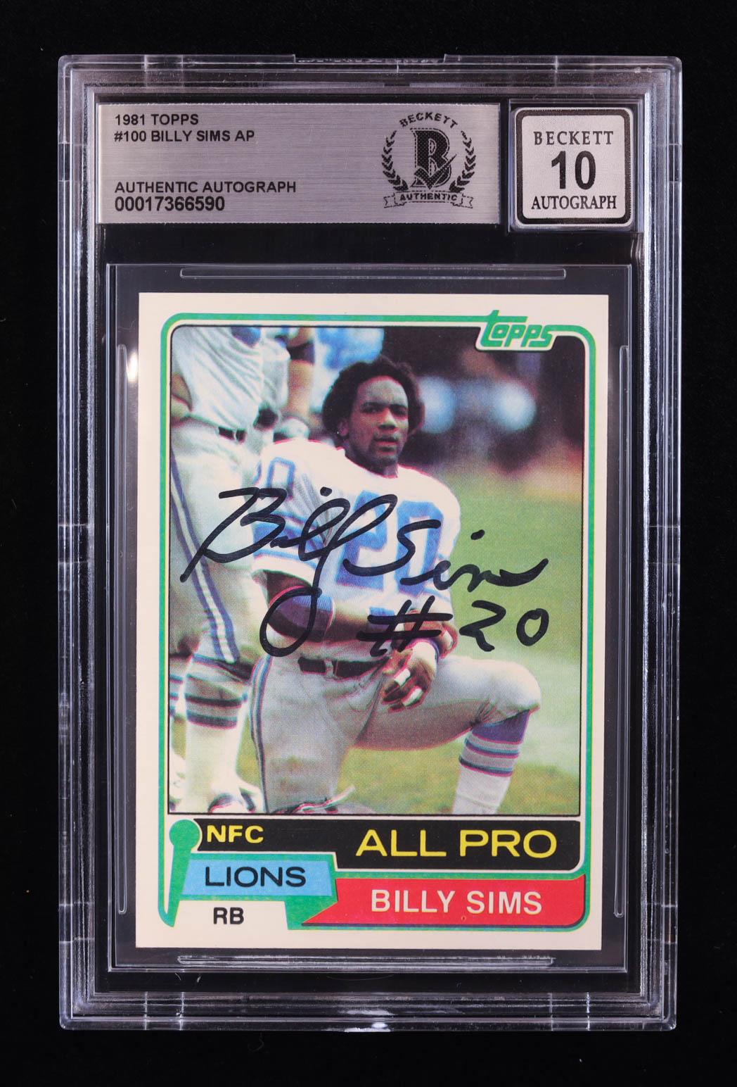 Billy Sims Signed 1981 Topps #100 AP RC (BGS | Auto 10) | Pristine Auction