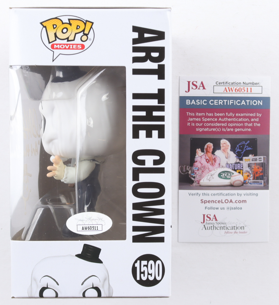 David Howard Thornton Signed "Terrifier" #1590 Art The Clown Funko Pop! Vinyl Figure Inscribed "Art The Clown" With Sketch (JSA) at PristineAuction.com David Howard Thornton Signed "Terrifier" #1590 Art The Clown Funko Pop! Vinyl Figure Inscribed "Art The Clown" With Sketch (JSA) at PristineAuction.com