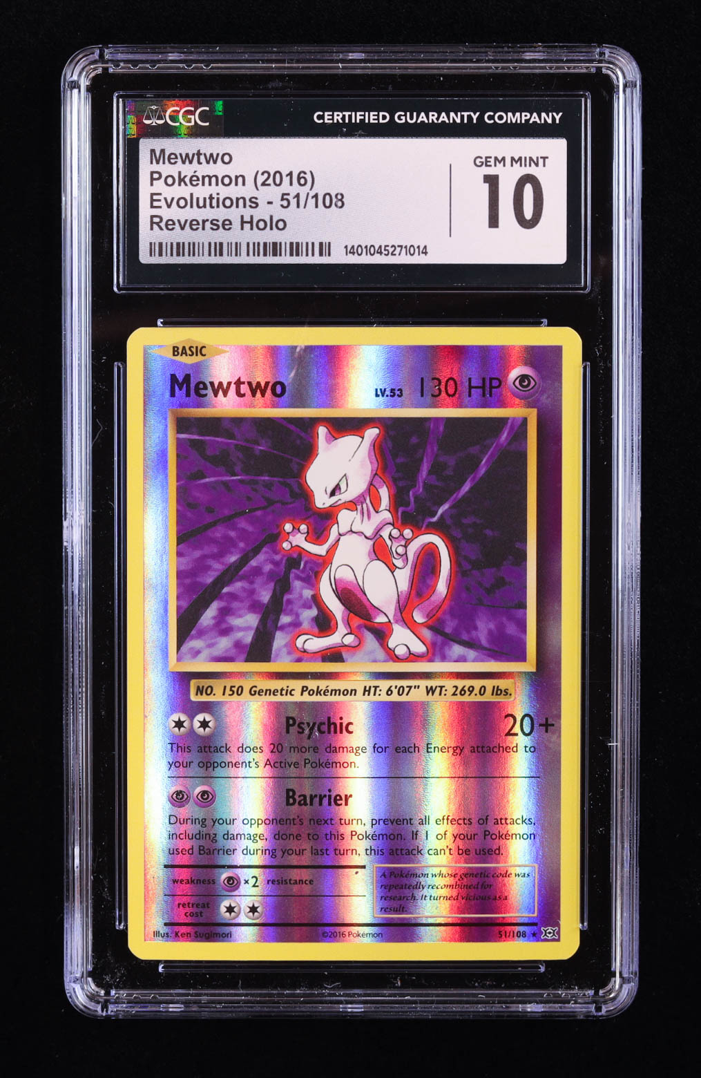Mewtwo Pokemon 2016 Evolutions #51 Reverse Holo (CGC 10) at PristineAuction.com Mewtwo Pokemon 2016 Evolutions #51 Reverse Holo (CGC 10) at PristineAuction.com