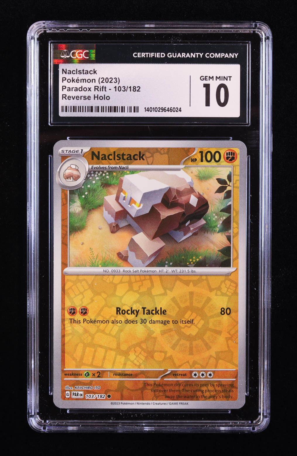 Naclstack Pokemon 2023 Paradox Rift #103 Reverse Holo (CGC 10) at PristineAuction.com Naclstack Pokemon 2023 Paradox Rift #103 Reverse Holo (CGC 10) at PristineAuction.com