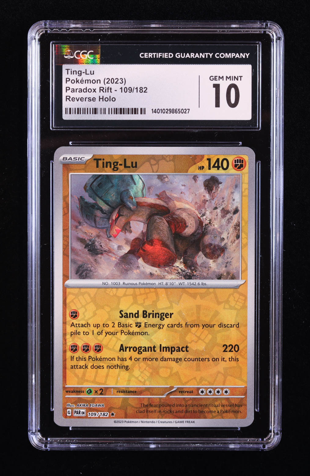 Ting-Lu Pokemon 2023 Paradox Rift #109 Reverse Holo (CGC 10) at PristineAuction.com Ting-Lu Pokemon 2023 Paradox Rift #109 Reverse Holo (CGC 10) at PristineAuction.com