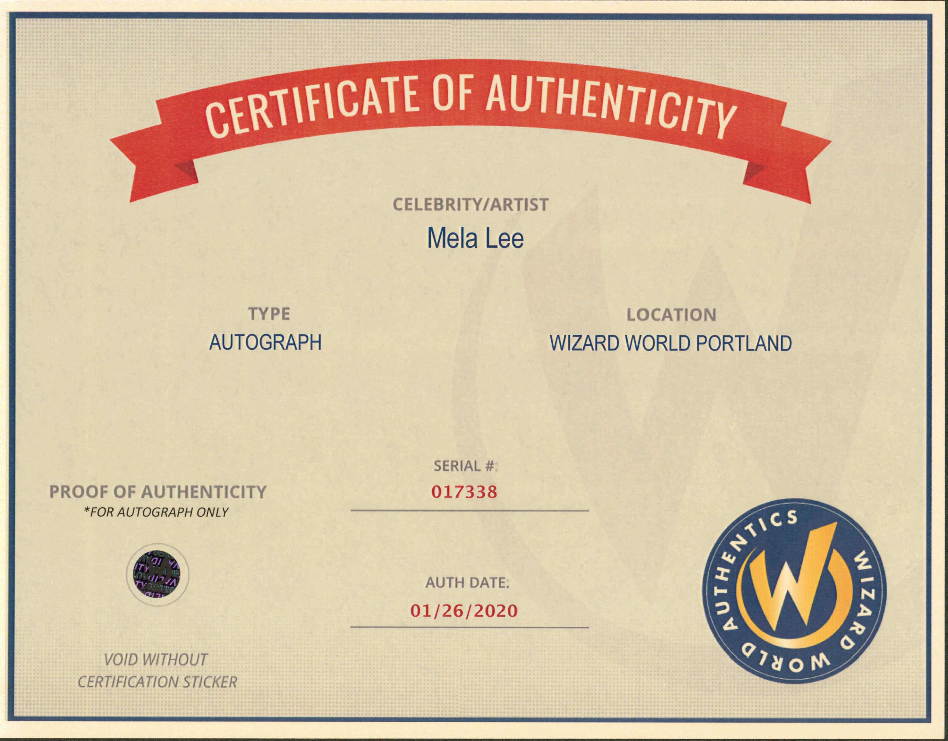 Mela Lee Signed 8x10 Photo (Wizard World) at PristineAuction.com Mela Lee Signed 8x10 Photo (Wizard World) at PristineAuction.com