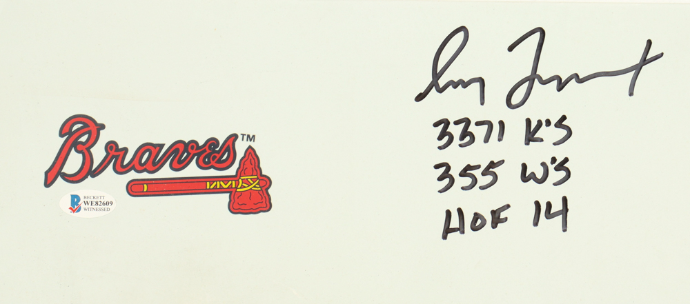 Greg Maddux Signed Braves Logo Pitching Rubber Inscribed "3371 K's", "355 W's" & "HOF 14" (Beckett) at PristineAuction.com Greg Maddux Signed Braves Logo Pitching Rubber Inscribed "3371 K's", "355 W's" & "HOF 14" (Beckett) at PristineAuction.com