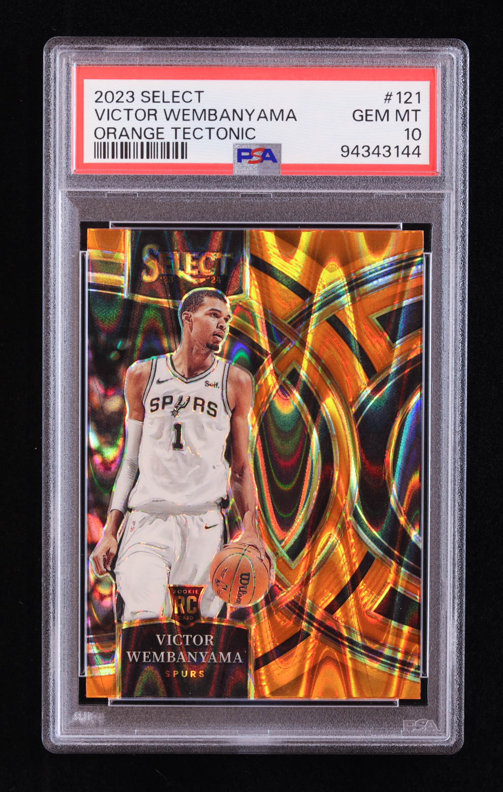 Victor Wembanyama 2023 Select Orange Tectonic #121 RC (PSA 10) at PristineAuction.com Victor Wembanyama 2023 Select Orange Tectonic #121 RC (PSA 10) at PristineAuction.com