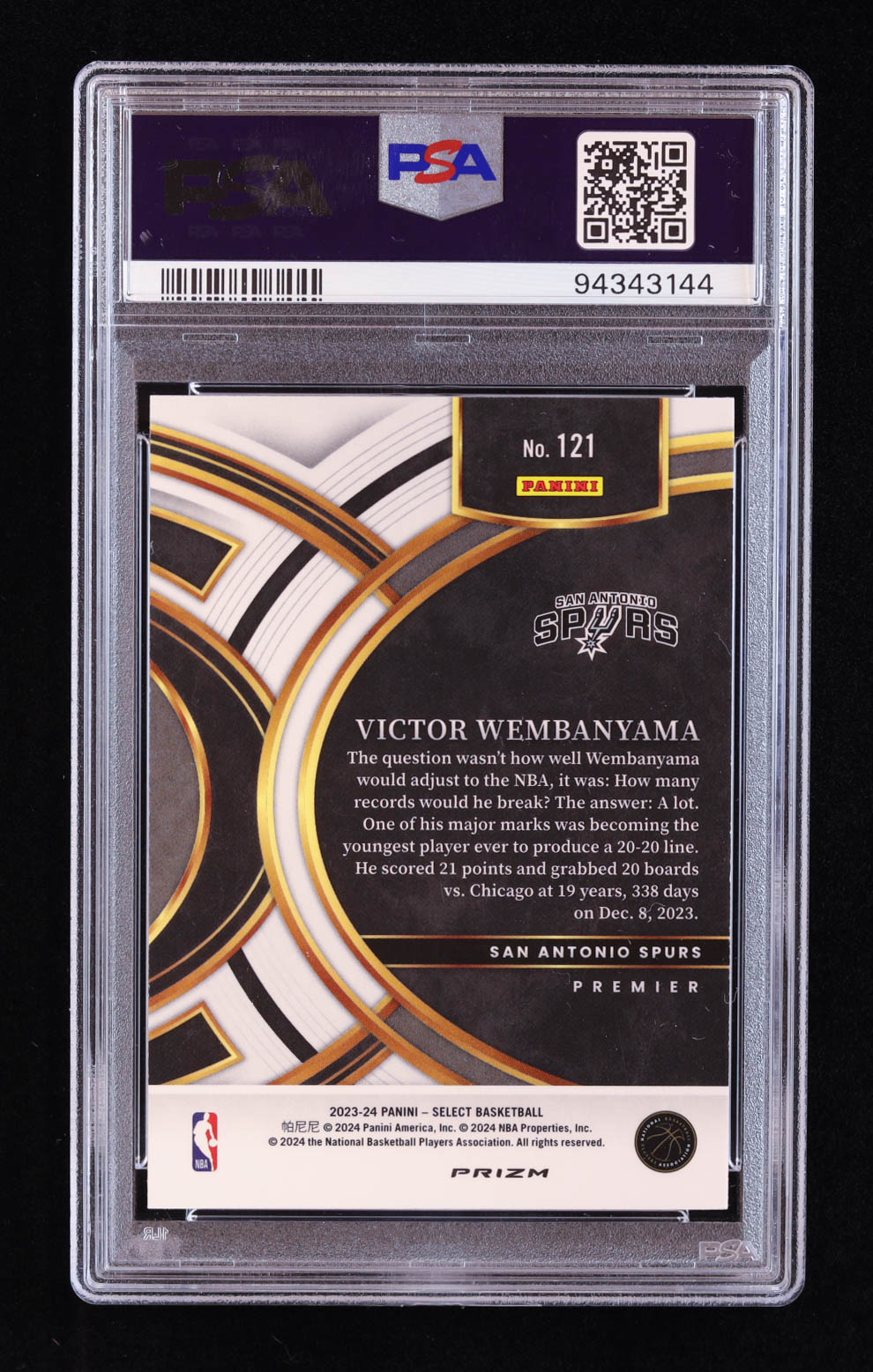 Victor Wembanyama 2023 Select Orange Tectonic #121 RC (PSA 10) at PristineAuction.com Victor Wembanyama 2023 Select Orange Tectonic #121 RC (PSA 10) at PristineAuction.com