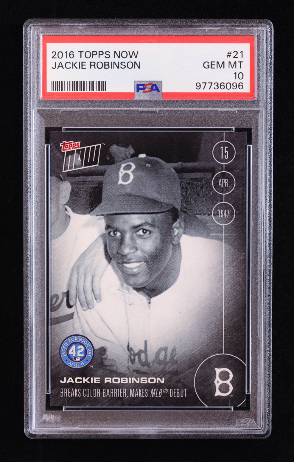 Jackie Robinson 2016 Topps Now #21 (PSA 10) | Pristine Auction