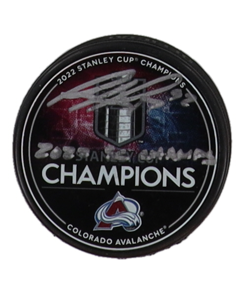 Gabriel Landeskog Signed Avalanche Logo Hockey Puck Inscribed "2022 SC Champs" (Fanatics) at PristineAuction.com Gabriel Landeskog Signed Avalanche Logo Hockey Puck Inscribed "2022 SC Champs" (Fanatics) at PristineAuction.com