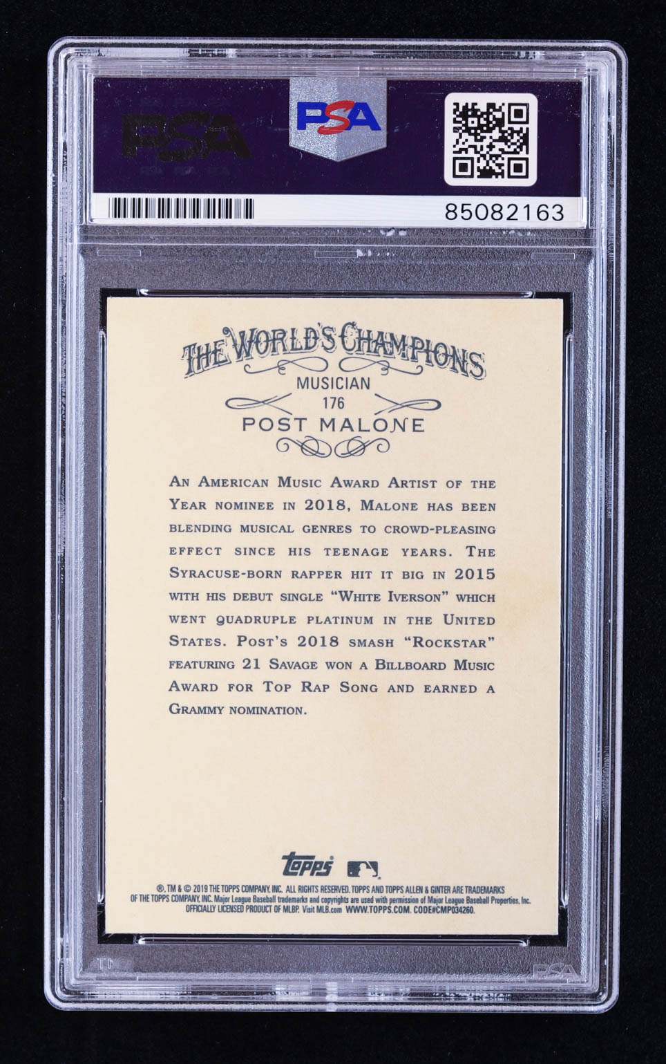 Post Malone Signed 2019 Topps Allen and Ginter #176 (PSA) at PristineAuction.com Post Malone Signed 2019 Topps Allen and Ginter #176 (PSA) at PristineAuction.com