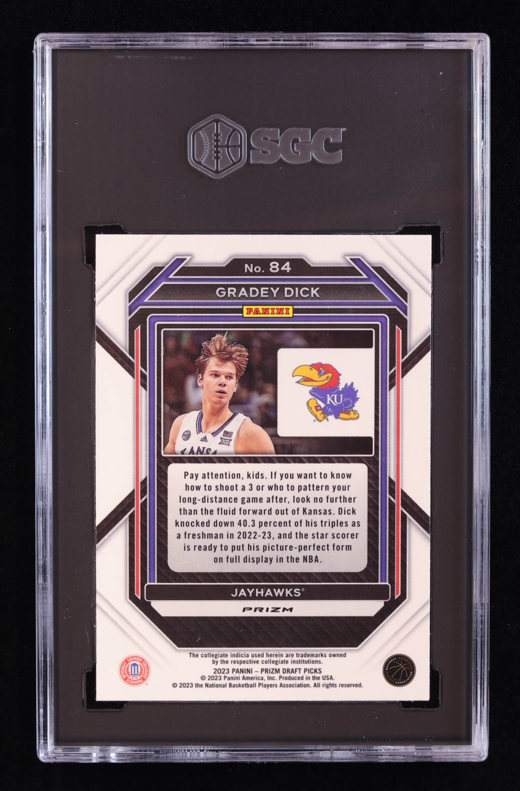 Gradey Dick 2023-24 Panini Prizm Draft Picks Prizms Green #84 RC (SGC 8) at PristineAuction.com Gradey Dick 2023-24 Panini Prizm Draft Picks Prizms Green #84 RC (SGC 8) at PristineAuction.com