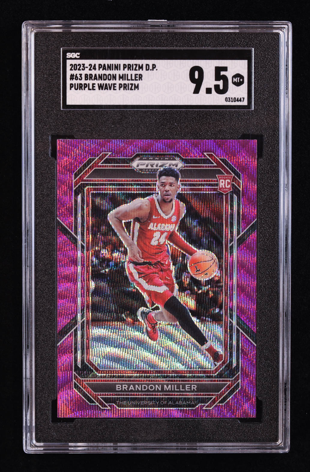 Brandon Miller 2023-24 Panini Prizm Draft Picks Prizms Purple Wave #63 RC (SGC 9.5) at PristineAuction.com Brandon Miller 2023-24 Panini Prizm Draft Picks Prizms Purple Wave #63 RC (SGC 9.5) at PristineAuction.com
